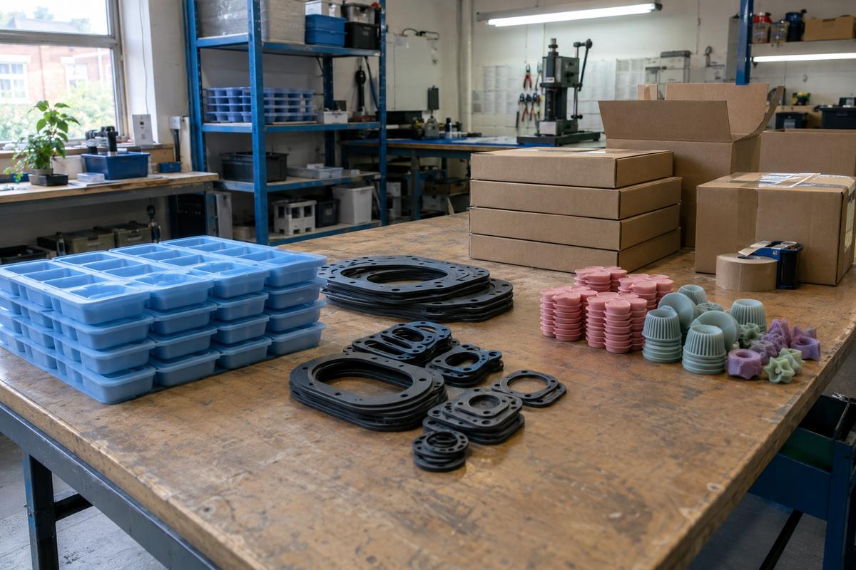 Food-contact trays, gaskets and decorative parts prepared in one dispatch area