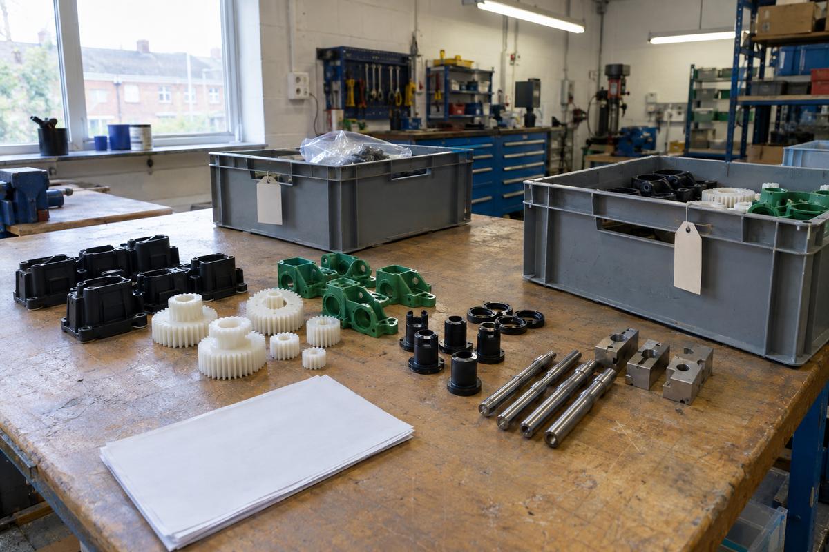 Different moulded parts and tools combined into one consolidated shipment