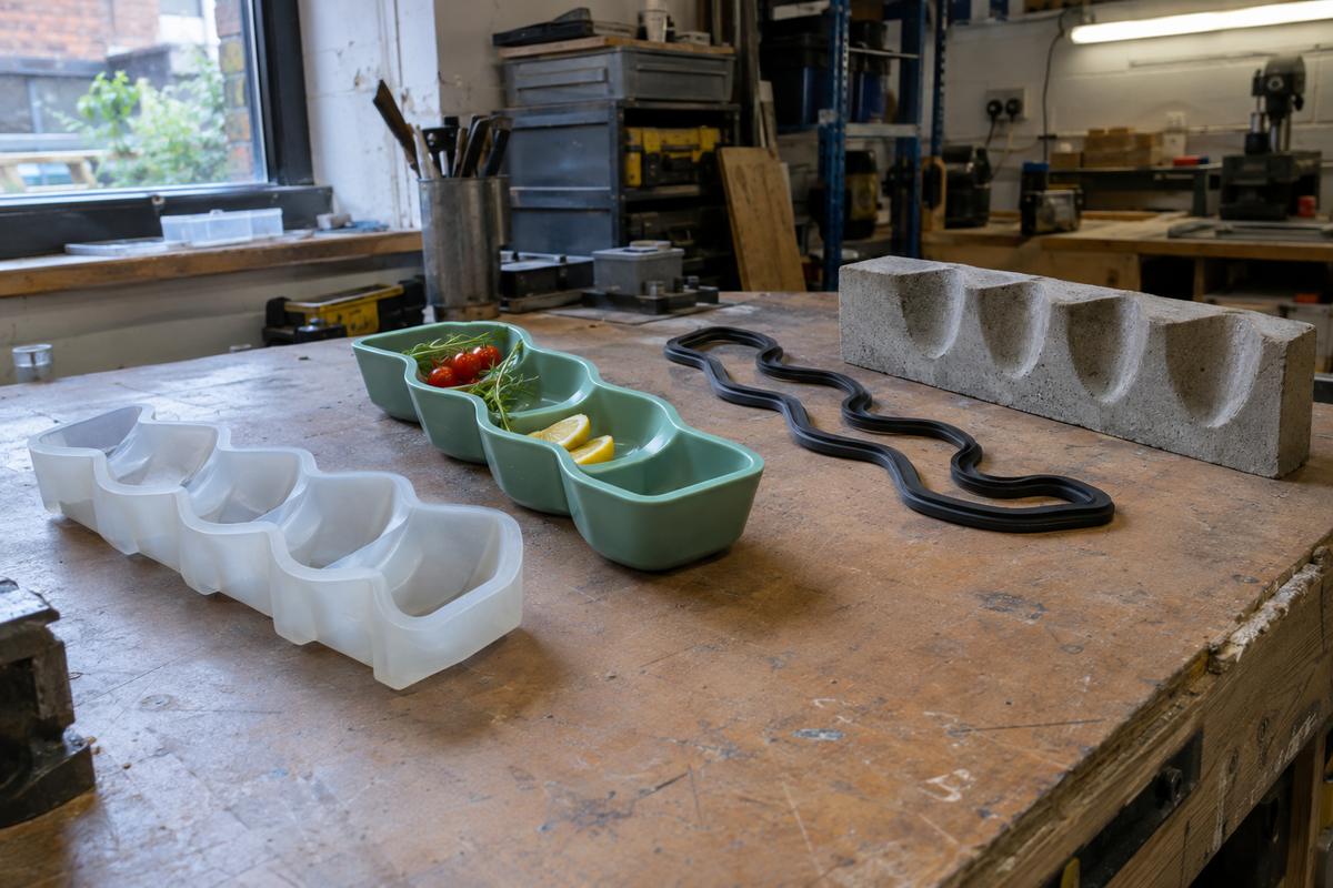 Related prototype, food-safe, sealing and concrete tooling items together
