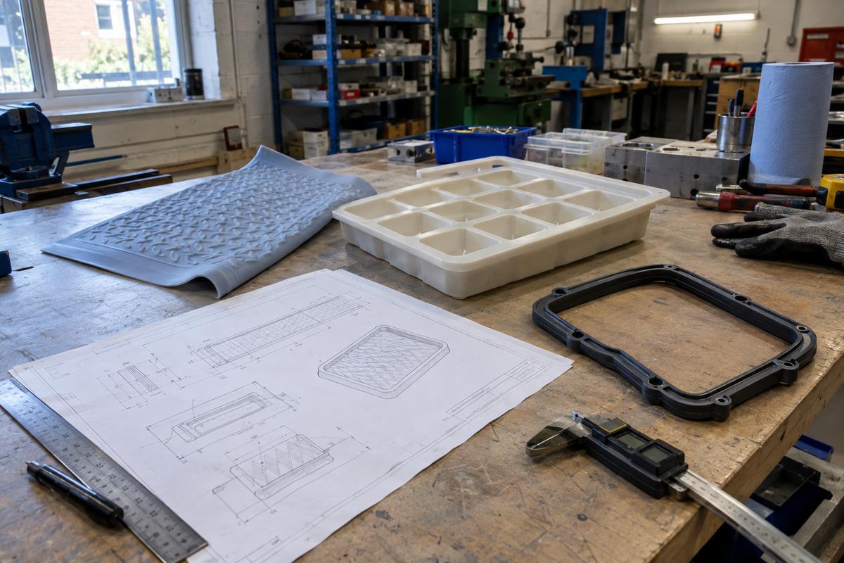 Formliner, food tray and gasket planned together on one table