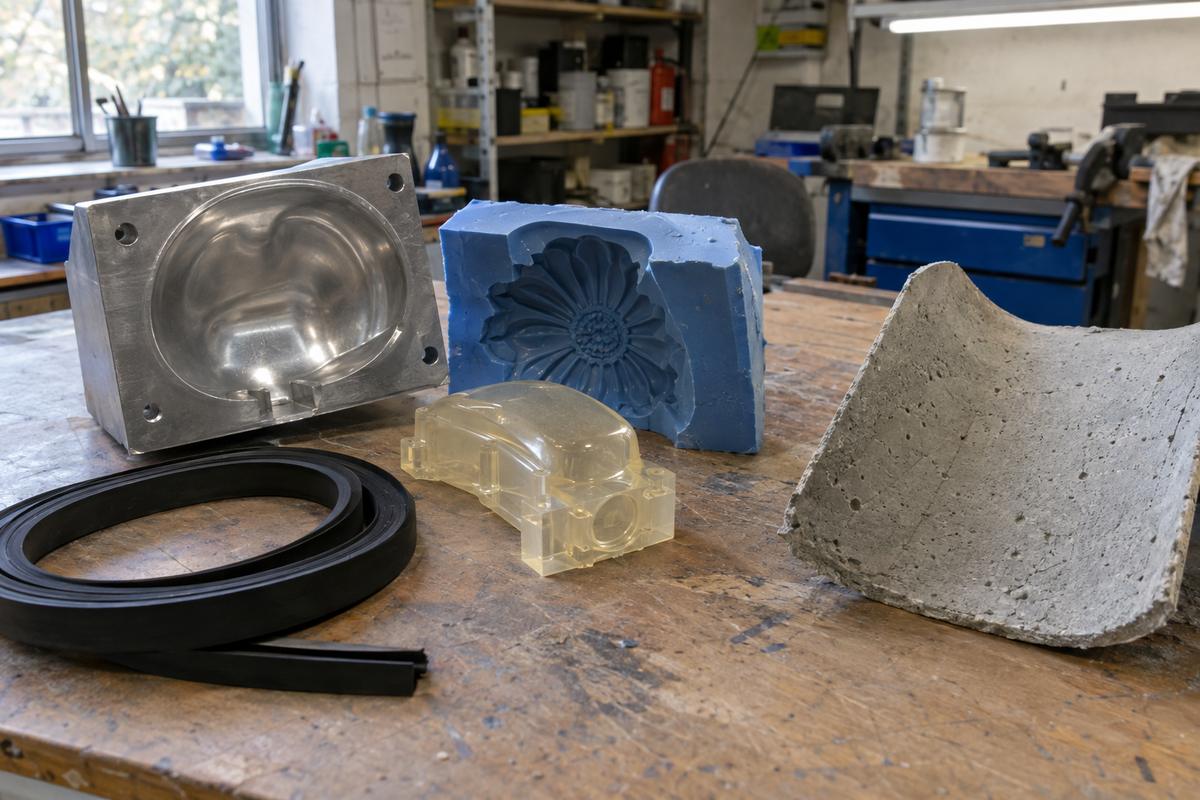 Silicone, polyurethane and rubber examples for different manufacturing uses