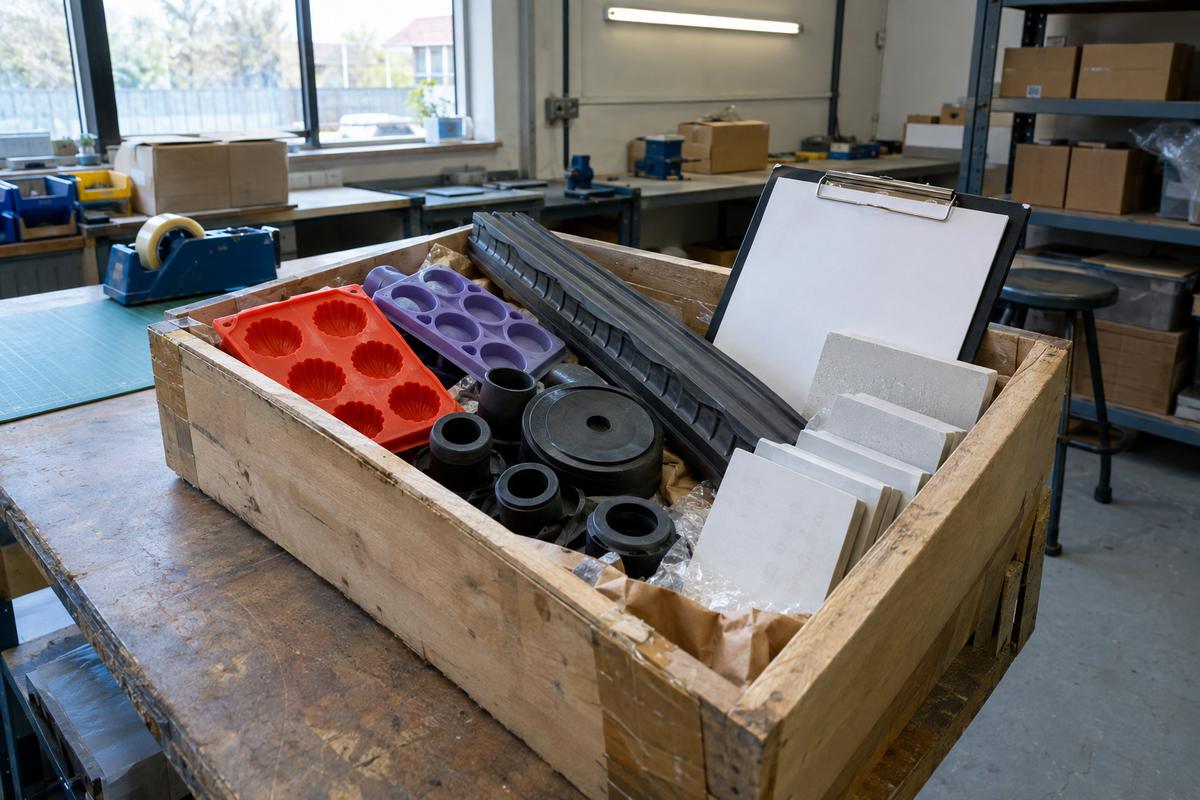 Mixed moulded items packed together as one consolidated supply order