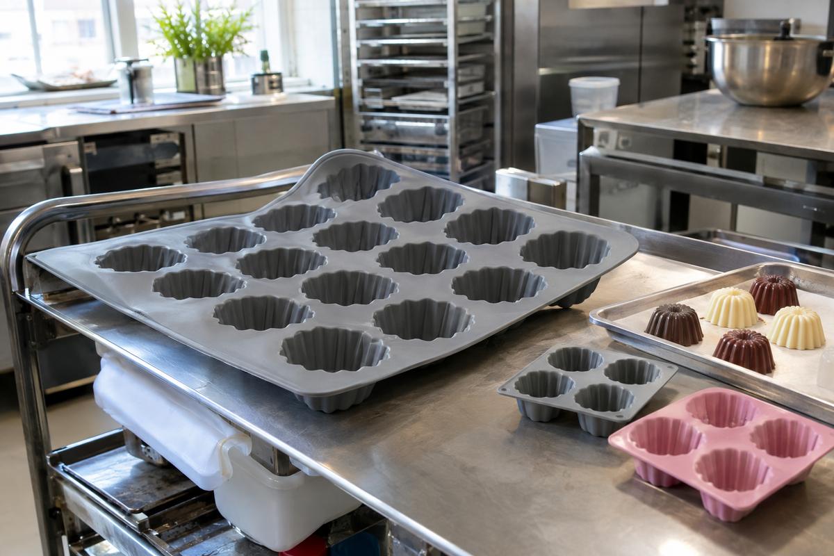 Commercial tray mould beside smaller matching retail silicone products
