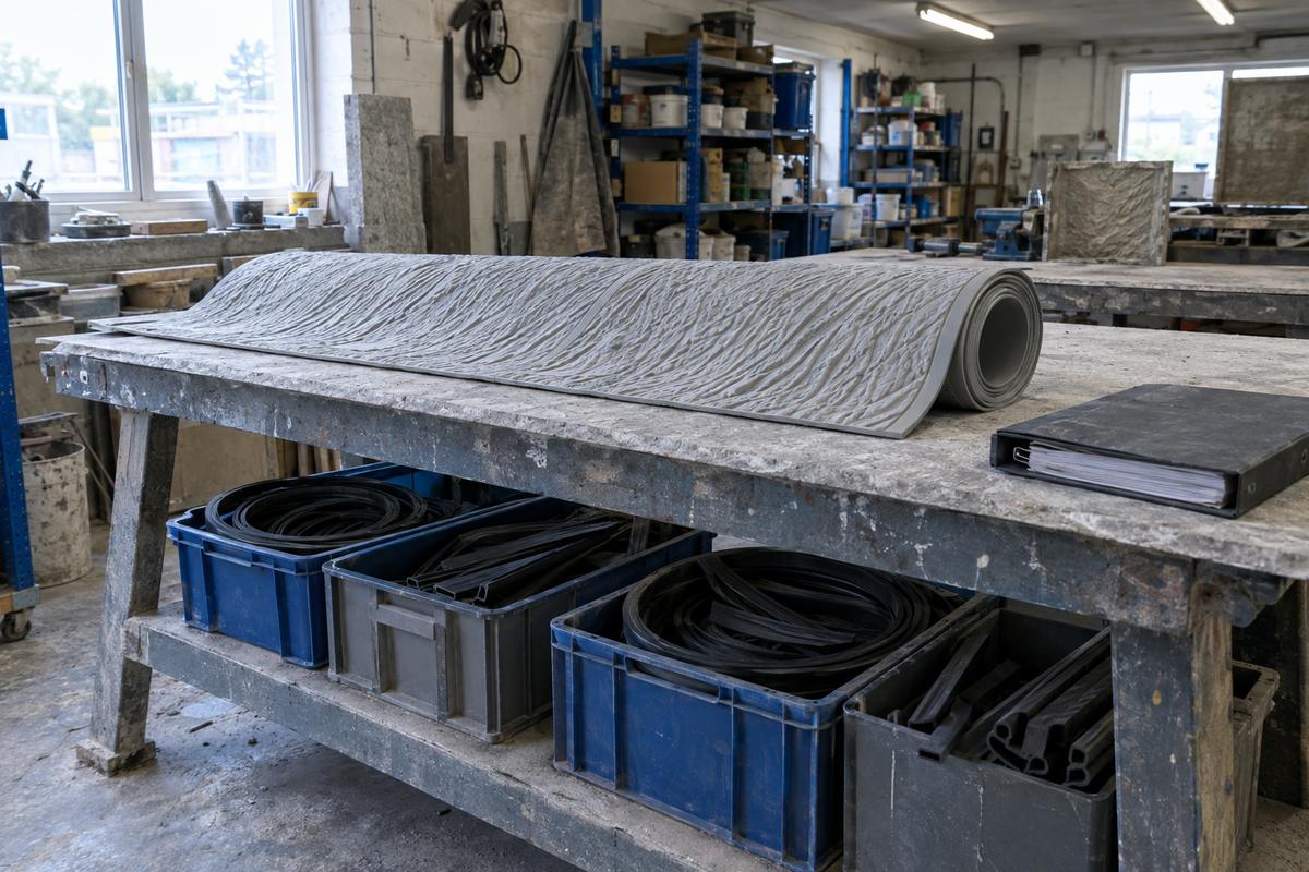 Textured formliner and rubber gaskets prepared in the same workshop