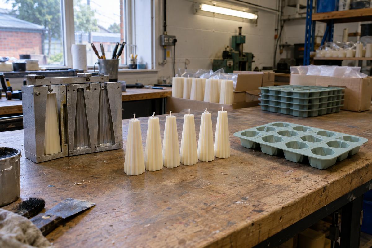 Candle mould, wax pieces and related food-safe tray mould