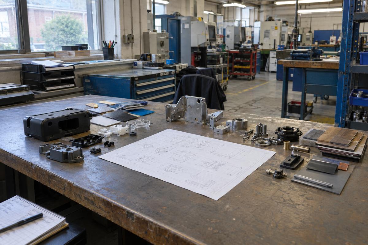 Project desk with mixed parts, supplier components and grouped stages