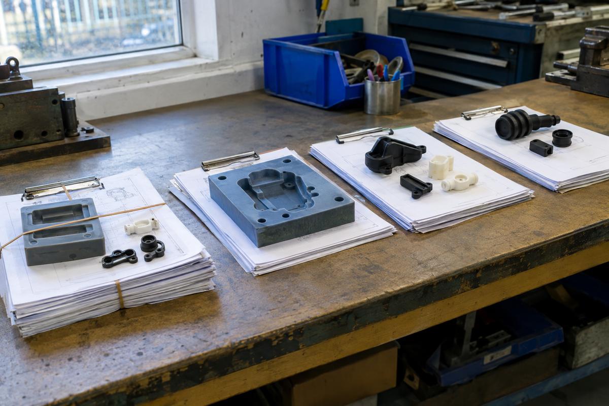 Grouped and separated job packs with tooling and parts samples