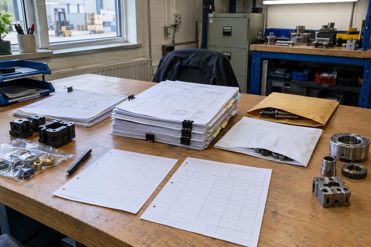 Combined quotation pack arranged with separate sections for tooling and parts