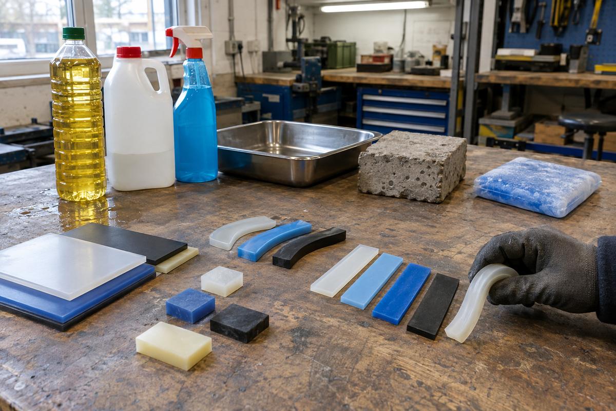 Material samples compared for contact, temperature and hardness checks