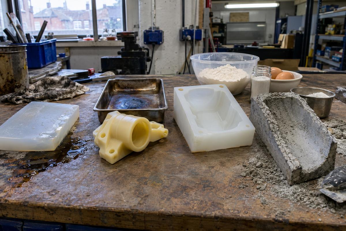 Material samples beside oil, heat, food and concrete use conditions