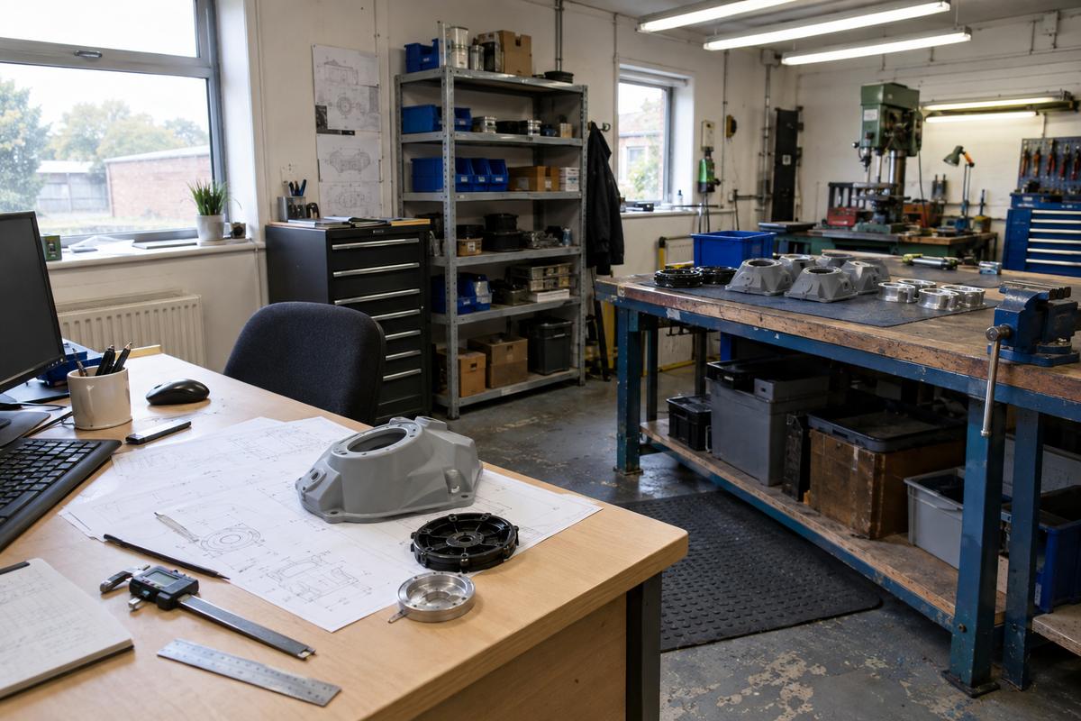 Single job managed across office desk and workshop bench