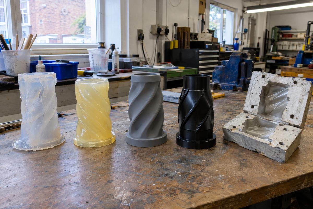 Five different moulding route examples lined up for comparison