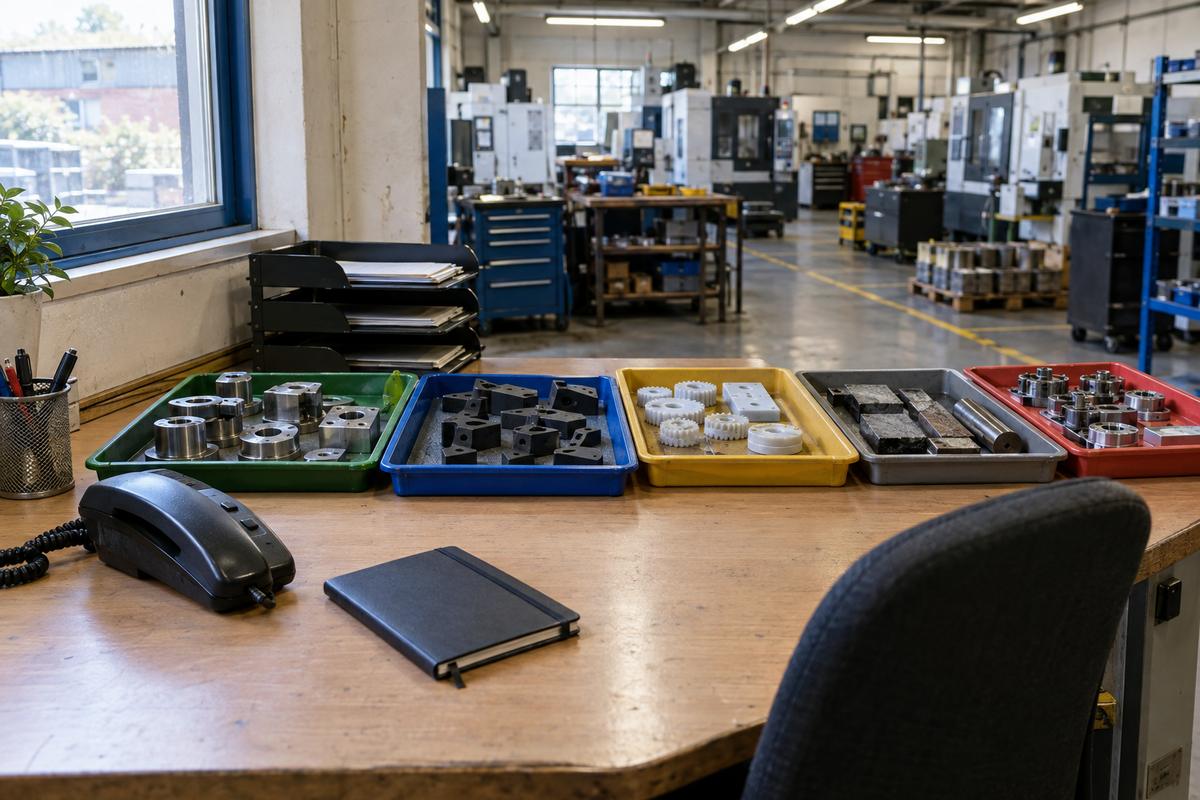 Desk and sample trays showing one lead contact across departments