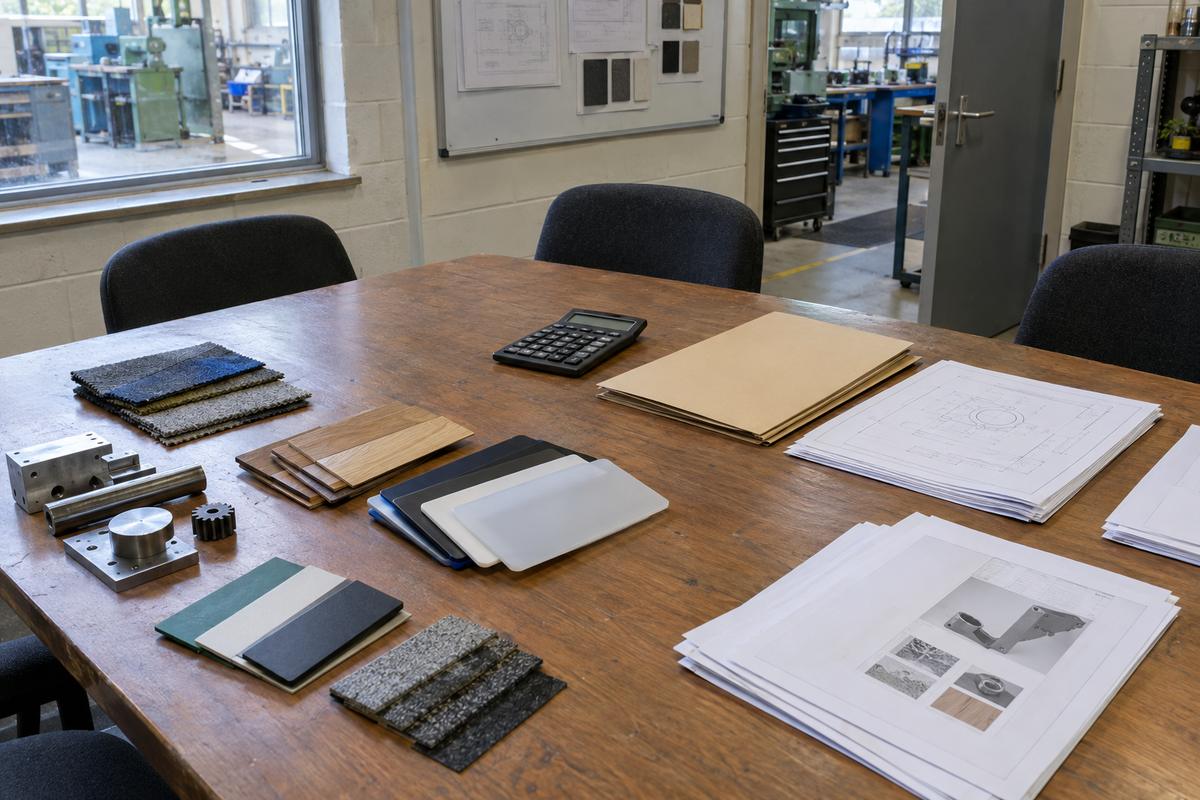 Grouped manufacturing samples and paperwork prepared for a single bid submission