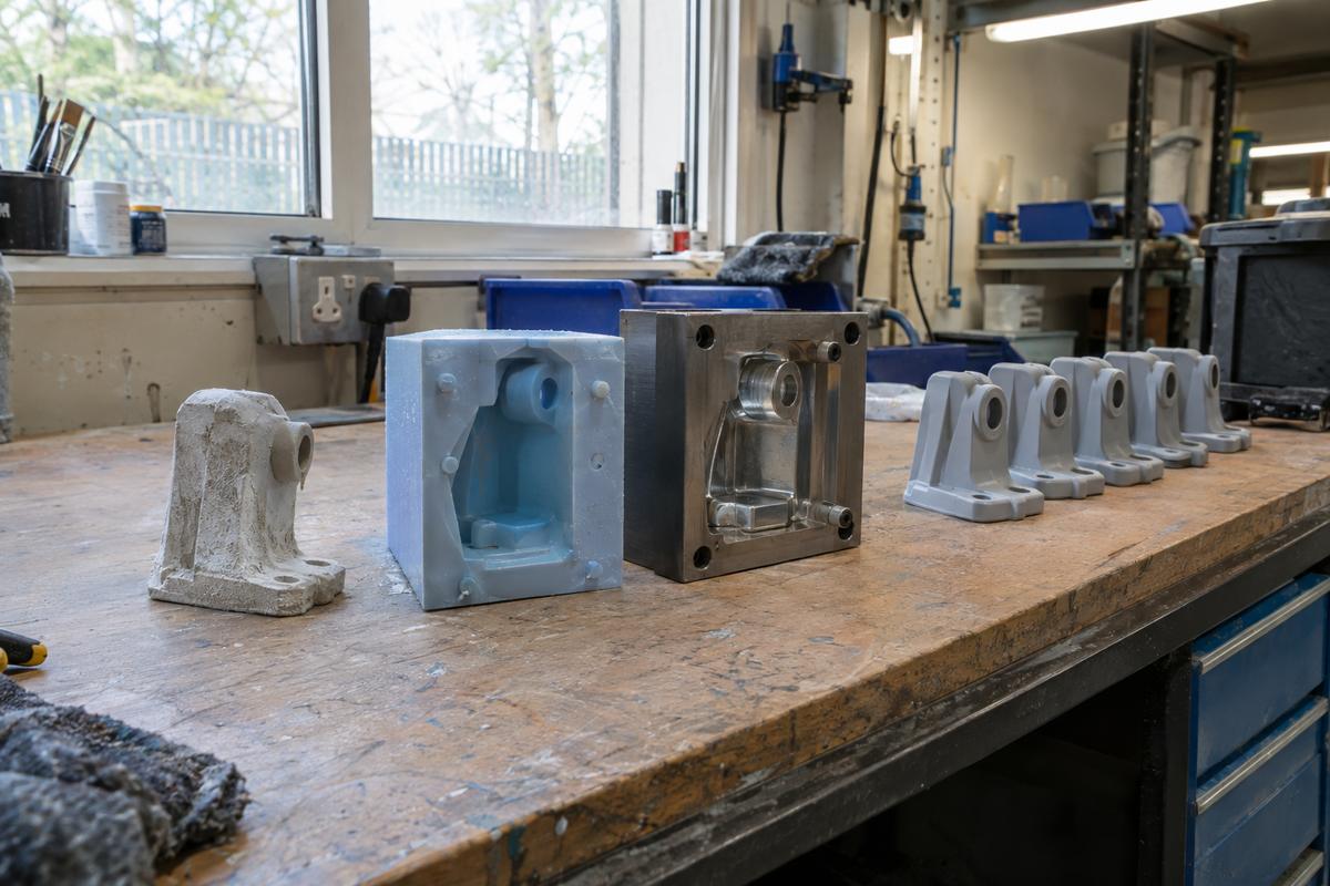 Prototype sample, early mould and production tooling for the same part