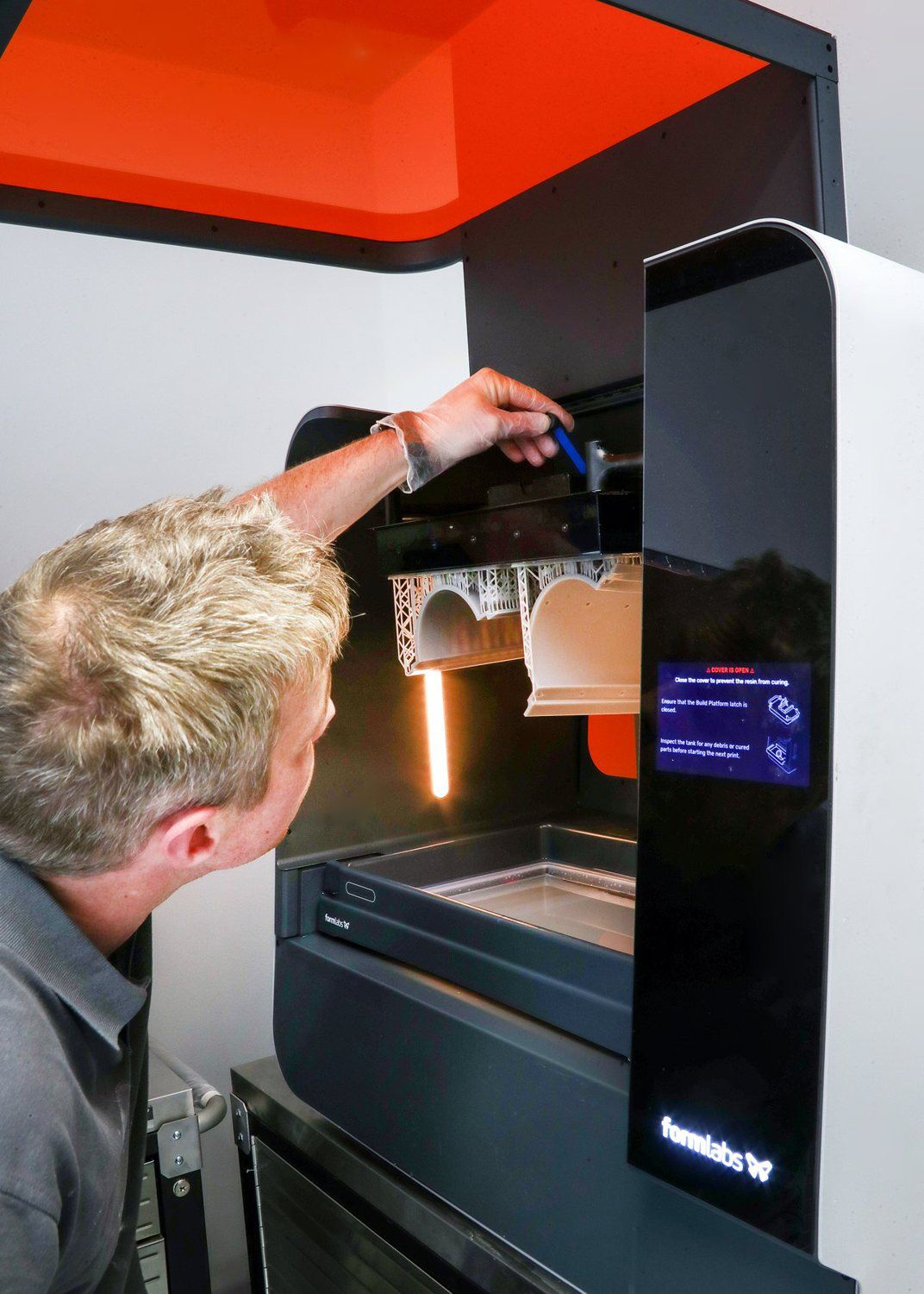 Large-format resin printer in the TCI workshop.