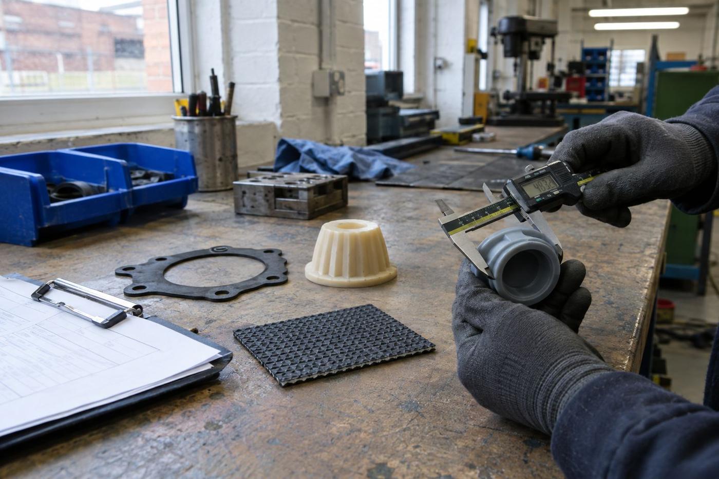 Inspection of different sample parts under one shared quality setup.